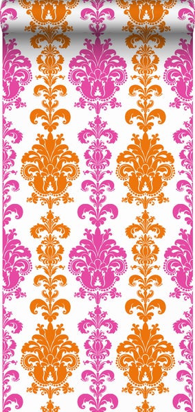 Sanders und Sanders Tapete Barockmuster Rosa und Orange - 53 cm x 10,05 m - 935222