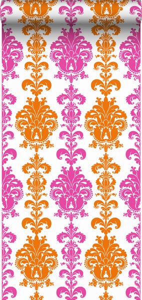 Sanders und Sanders Tapete Barockmuster Rosa und Orange - 53 cm x 10,05 m - 935222