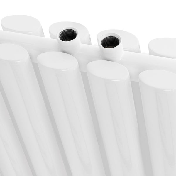 ML-Design Paneelheizkörper 600 x 780 mm Weiß Doppellagig mit Heizstab 600W, Horizontaler Heizkörper Ovale Röhren, Design Badheizkörper Seitenanschluss, Designheizkörper Röhrenheizkörper Bad Heizung