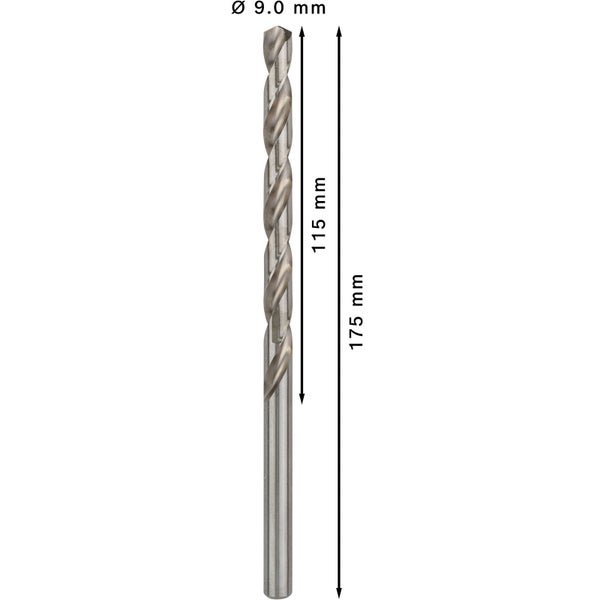 Metallbohrer mit einer Größe von 9.0 mm und einer Länge von 175 mm