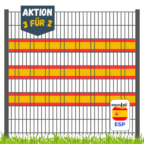 Zaun mit Spanien Flaggen Design und Aktion 3 für 2