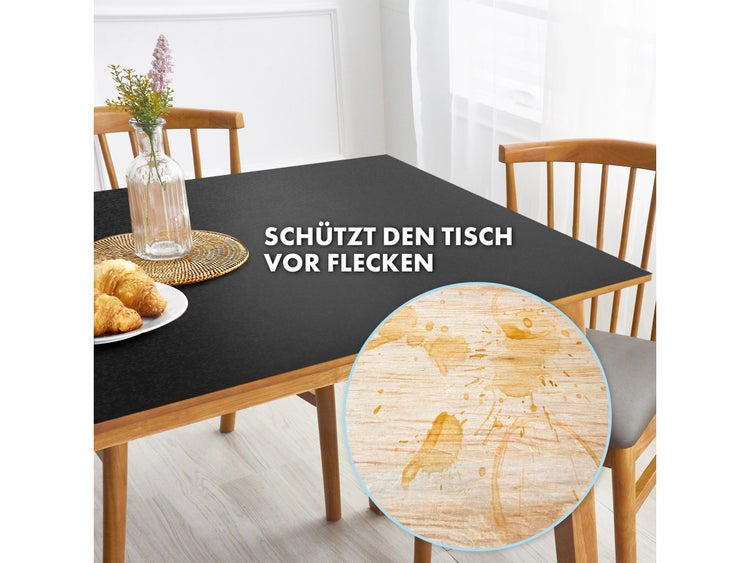 FLOORDIREKT Tischfolie Empire - mit abgeschrägter Kante - 1,5 mm Stärke - Schwarz - 90 x 240 cm