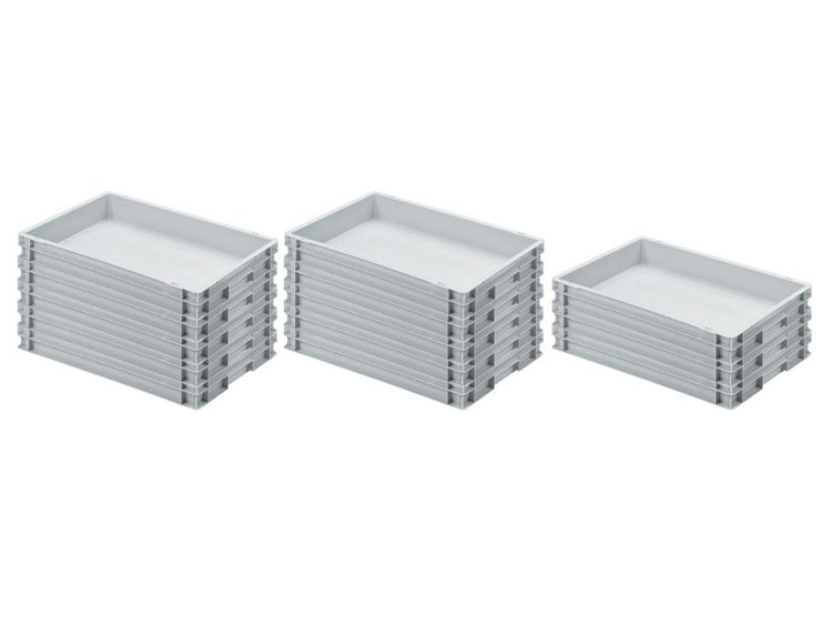 PROREGAL SuperSparSet 13 x Eurobehälter Mit Geschlossenem Griff HxBxT 7,5 x 40 x 60 cm 15 Liter Grau Eurobox Transportbox Transportbehälter Stapelbehälter