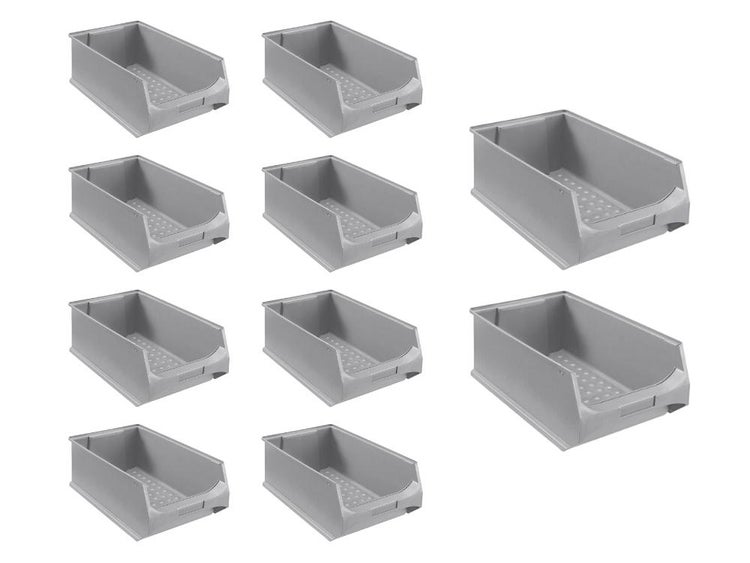 PROREGAL SparSet 10x Graue Sichtlagerbox 5.0 HxBxT 20 x 30 x 50 cm 21,8 Liter Sichtlagerbehälter
