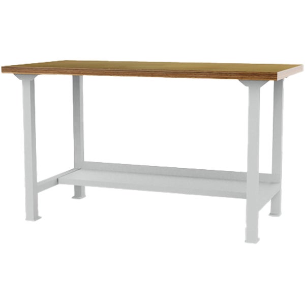 Werkbank mit Holzplatte und Ablage