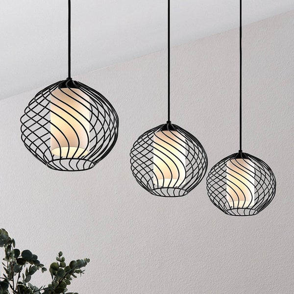 Lindby Pendelleuchte Cedrice (Retro, Vintage Antik) in Schwarz aus Metall (3 flammig E27) - Deckenlampe Esstischlampe Hängelampe Hängeleuchte Wohnzimmerleuchte