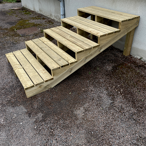 Außentreppe, Gartentreppe, Terrassentreppe  Holz XL 4 Stufen extra tief Höhe 55cm Breite 120cm