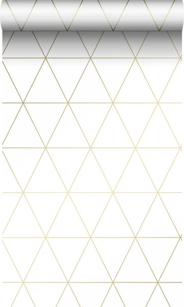 Origin Wallcoverings Tapete grafische Dreiecke Weiß und Gold - 53 cm x 10.05 m - 347682