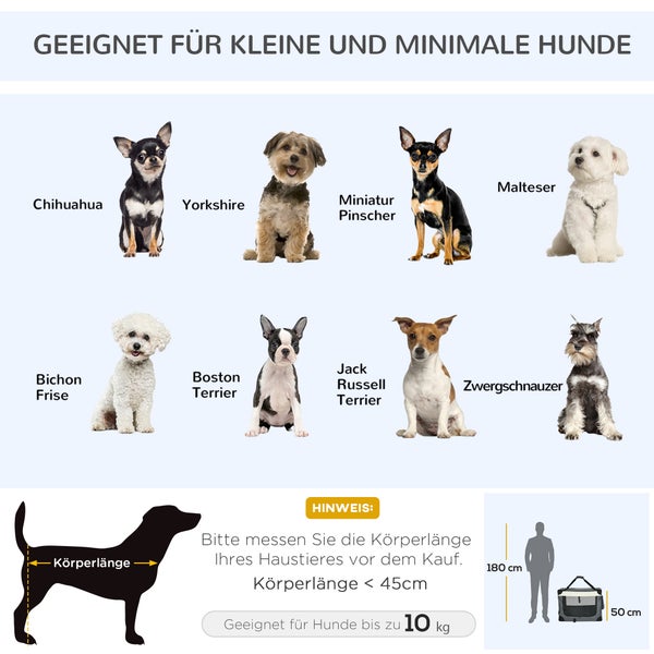 PawHut Tragetasche, 70L x 51B x 50H cm, Stahl, Oxfordstoff, Netzstoff (100% Polyester), Grau