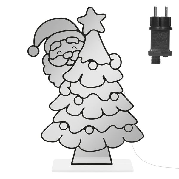 Weihnachtsdekoration Weihnachtsmann mit Tannenbaum als LED Lichtobjekt mit Netzstecker für Innen- und Außenbereich