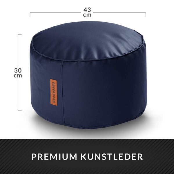 Green Bean Sitzhocker aus Kunstleder - Pouf mit EPS Perlen Füllung - 43 x 30 cm - perfekte Ergänzung zum Sitzsack - Sitzwürfel Sitzkissen Hocker Fußhocker - Dunkelblau