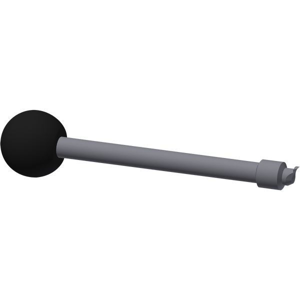 Entgratwerkzeug mit schwarzem Kugelgriff und grauem Metallschaft zur Bearbeitung von Kanten.