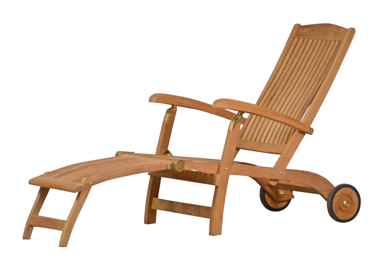 Liegestuhl Holz Teak Deckchair Gartenliege Sonnenliege mit Armlehnen Rollen klappbar premium