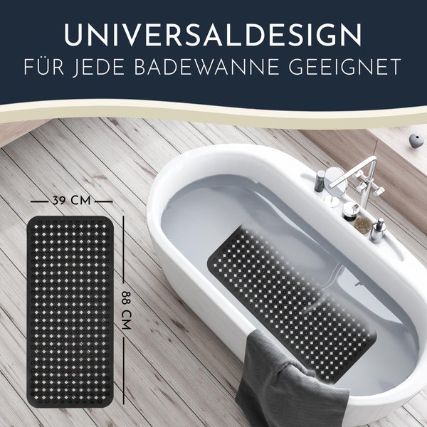 Homerella Badewannenmatte rutschfest Hautsensitiv 88x39cm, INKL. AUFHÄNGUNG | Antirutschmatte Badewanne BPA frei | Duschmatte schimmelresistent & maschinenwaschbar | Badematte rutschfest