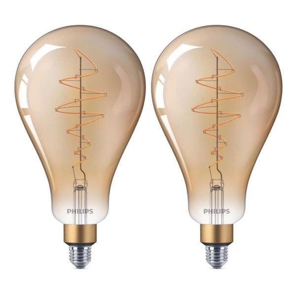 Philips LED Lampe ersetzt 40W, E27 Birne A160, gold, warmweiß, 470 Lumen, dimmbar, 2er Pack