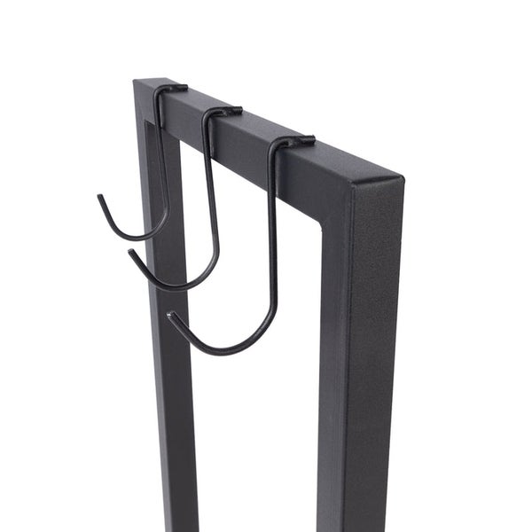 FLOORDIREKT Kaminholzregal Samos - Schwarz - Modernes Brennholzregal mit Haken - für Innen und Außen - 77 x 76 x 30 cm