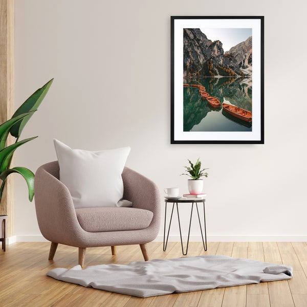 Queence Bilderrahmen | Echtholz | Holzrahmen | Acrylglas XT | Kristallklar | Bruchsicher | Minimalistisch | Design (50x70 cm, Schwarz)