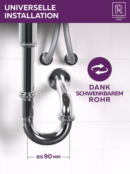 Verchromtes Siphon mit schwenkbarem Rohr und Universalinstallation