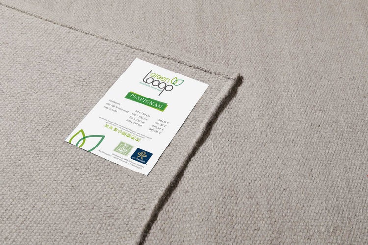 Kelim Teppich Grau Beige aus Wolle Perpignan Green Looop 80x150 cm