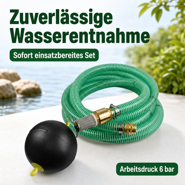 Set zur Wasserentnahme mit Saugschlauch, Filter und Schwimmerkugel für Pumpen mit 6 bar Arbeitsdruck