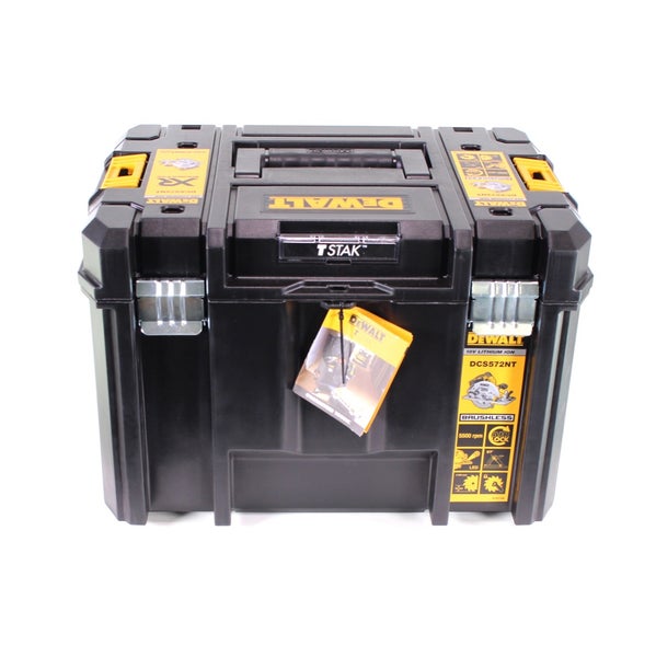 DeWALT Werkzeugkoffer TSTAK DCS572NT für Akku-Handkreissäge, aus robustem Kunststoff mit Metallschließen.
