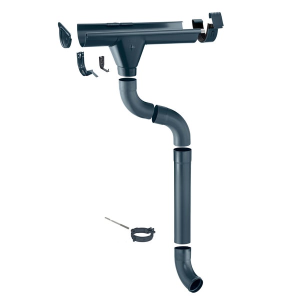 Dachrinnen-Set mit Fallrohr, Rinnenhalter und Zubehör