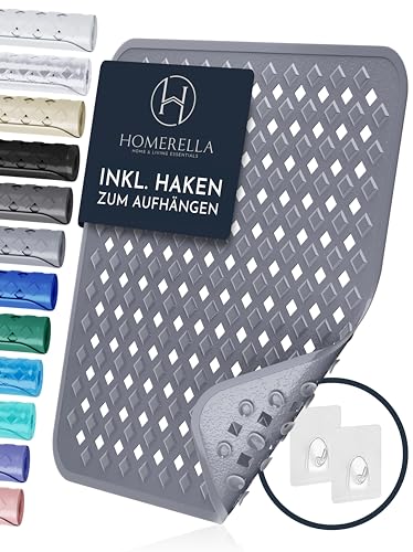 Homerella® Duschmatte rutschfest - 100% BPA frei - Inkl. 2 Haken zum Aufhängen 53x53cm - Antirutschmatte Dusche hautsensitiv & schimmelresistent - Duscheinlage maschinenwaschbar