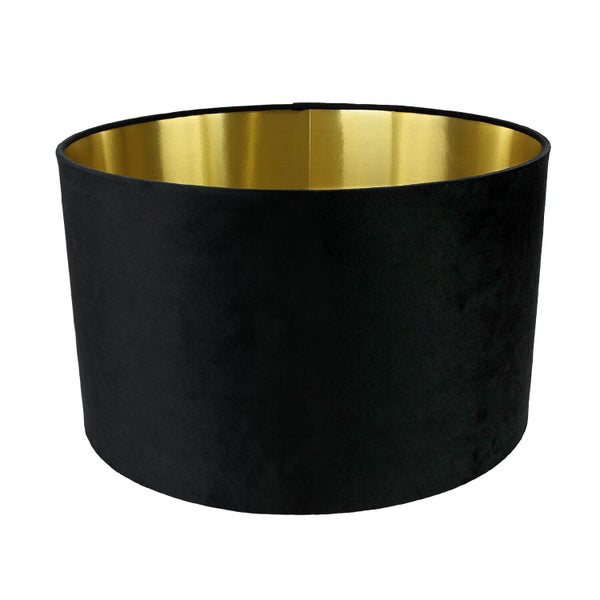 Lampenschirm aus schwarzem Samt mit goldfarbener Innenseite