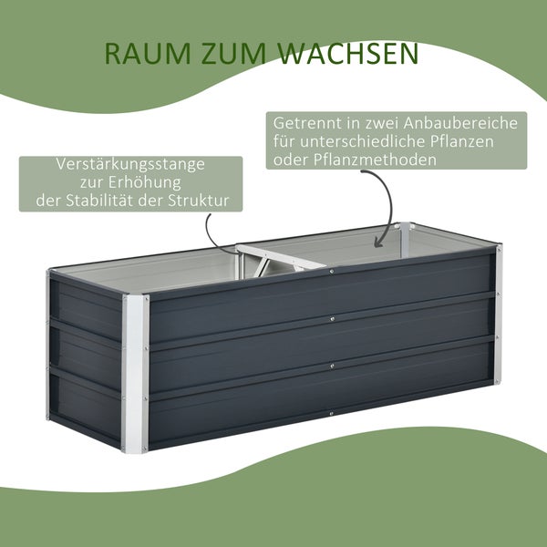 Outsunny Hochbeet, 125L x 47B x 40H cm, Stahl, grau