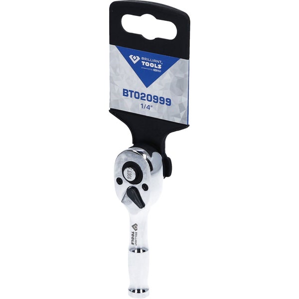 BRILLIANT TOOLS 1/4 Mini-Umschaltknarre mit Metallgriff 100 Zahn - BT020999