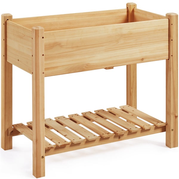 Hochbeet aus Holz mit Ablagefläche