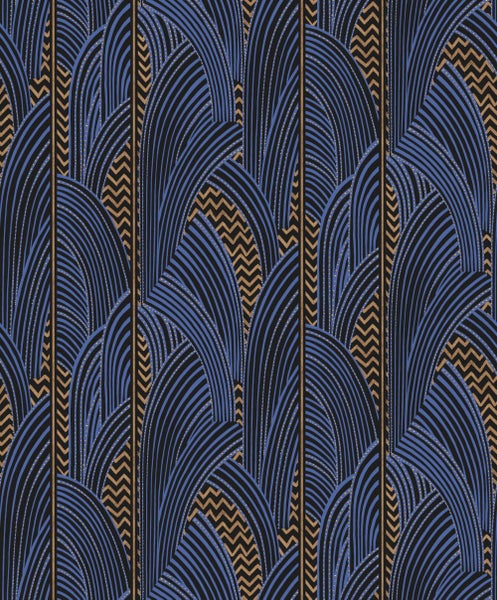 Masureel Tapete grafisches Motiv Blau - 53 cm x 10.05 m - 630006
