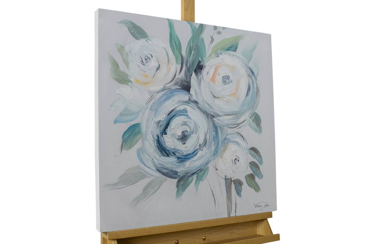Handgemaltes Gemälde Acrylfarbe 60x60cm Weiß