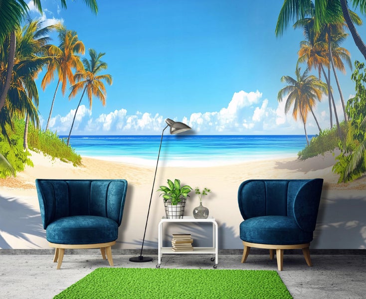 Fototapete 3D Effekt Strand Meer Wohnzimmer Vlies Tapete 350x250 cm