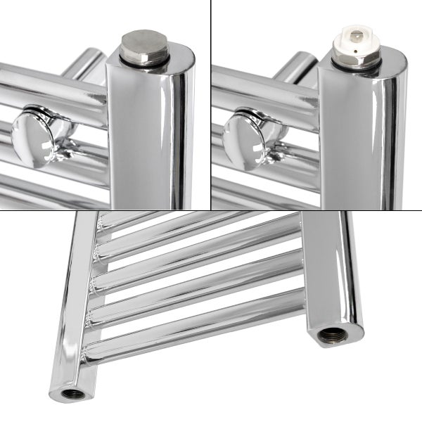 ECD Germany Badheizkörper Elektrisch mit Heizstab 1200W Große Leistung - 400 x 1500 mm - Chrom - gerade mit Seitenanschluss - Heizkörper Handtuchwärmer Handtuchtrockner