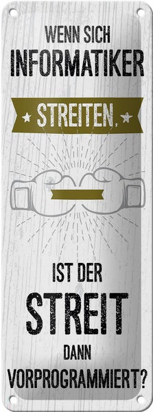 Blechschild Spruch Wenn sich Informatiker streiten 10x27cm