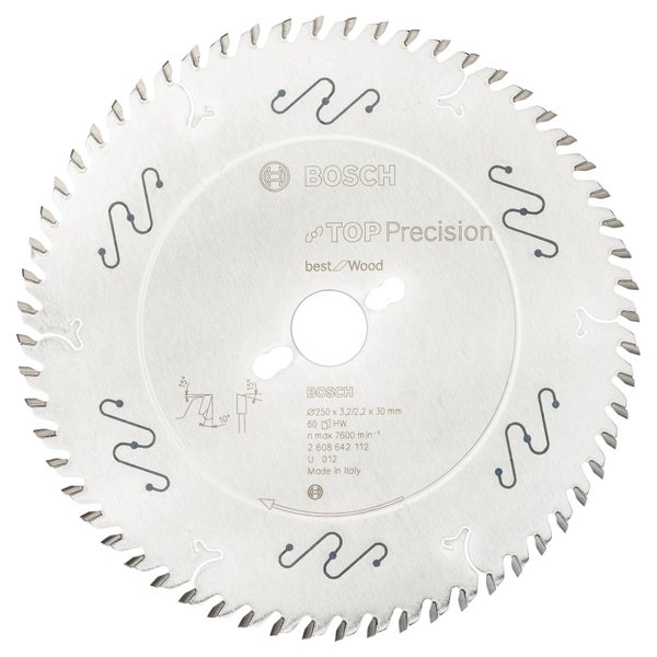 Bosch Kreissägeblatt Top Precision Best for Wood, 250 x 30 x 3,2 mm, 60 - 2608642112