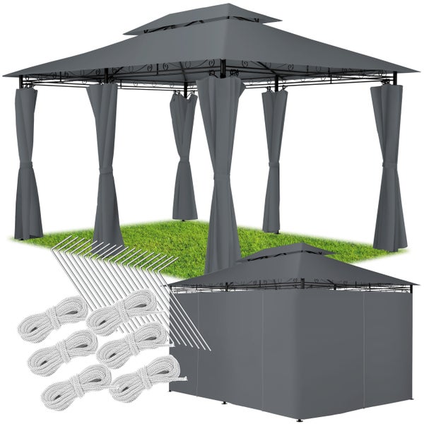 Gartenpavillon tectake Emine 4 x 3 m inklusive Spannseilen und Heringen