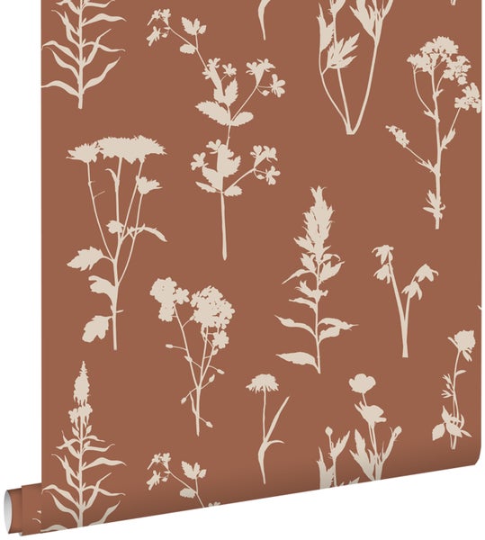 ESTAhome Tapete Feldblumen Terrakotta - 53 cm x 10.05 m - 139396