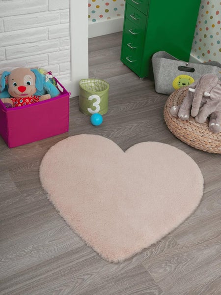 JUNG 4Living Teppich Kinderzimmer Herz 80x80 cm, Creme, Moderner Kinderteppich für Schlafzimmer, Pflegeleicht & Waschbar, Mädchen Design