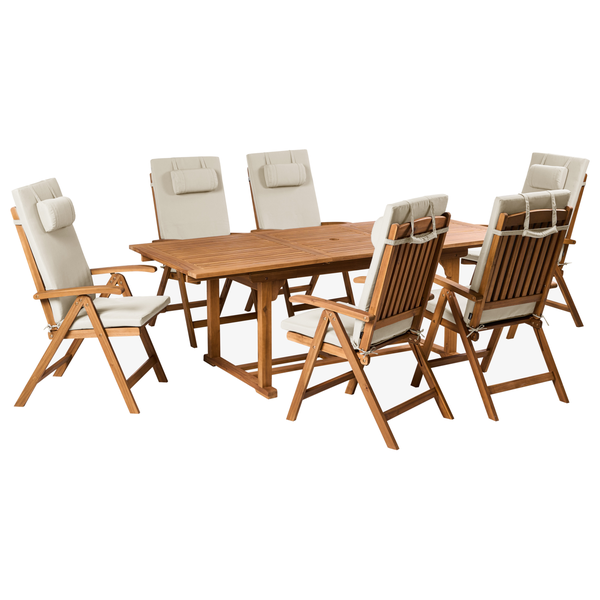 Gartenmöbel Set 6-Sitzer JAVA PREMIUM Akazienholz Taupe