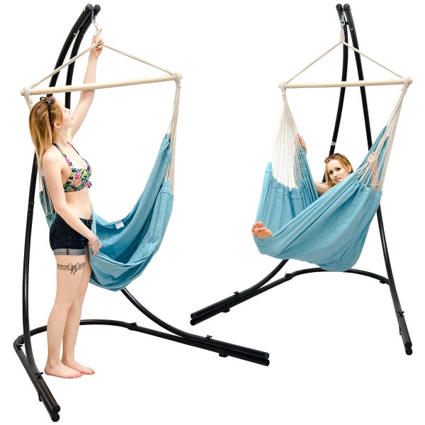XXL Hängesessel 185x130cm in Pazifik Blau + 210cm Gestell