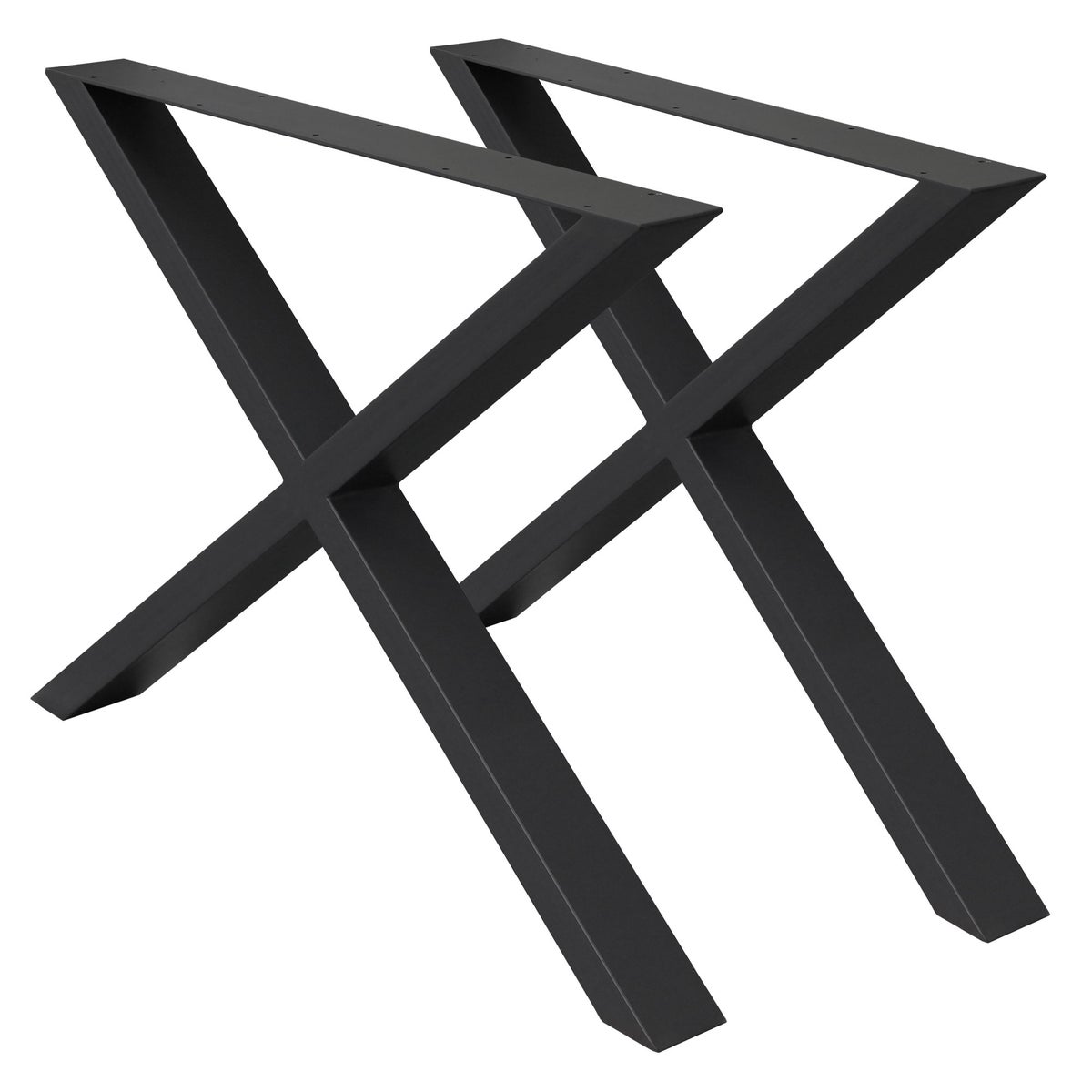 ECD Germany 2x Tischbeine X-Design X-Form, 60 x 72 cm, Schwarz, pulverbeschichtete Stahl, Industriedesign, Metall Tischkufen Tischuntergestell Tischgestell Möbelfüße, für Esstisch Schreibtisch