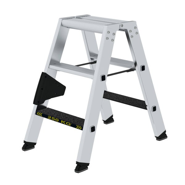 PROREGAL Stufen-Stehleiter 250 kg Beidseitig Begehbar mit Clip-Step R13 2 x 3 Stufen