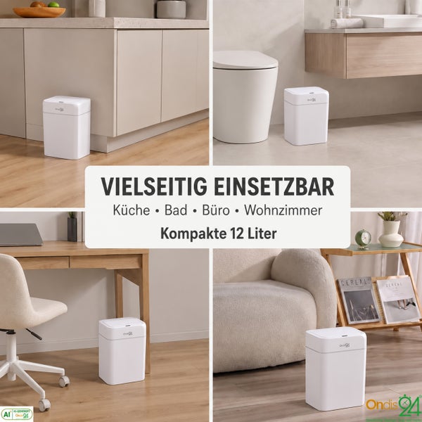 Vielseitiger 12 Liter Abfalleimer in verschiedenen Wohnbereichen wie Küche Bad Büro und Wohnzimmer anwendbar mit kompaktem Design