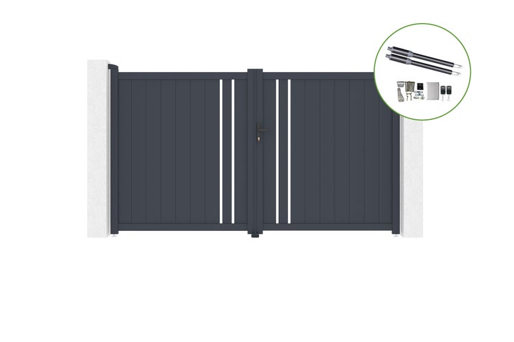 Flügeltor 3m GIONA H.180cm Aluminium + RANGER B150 Motorisierung