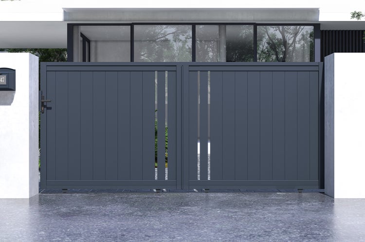 Schiebetor aus aluminium 3,5m GIONA H.160cm grau