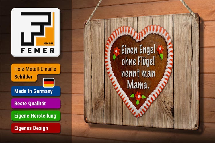 Blechschild Spruch 30x20cm Engel ohne Flügel nennt man Mama