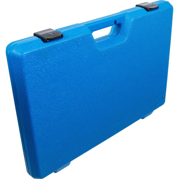 Blauer Werkzeugkoffer aus Kunststoff mit Tragegriff und Verschlüssen