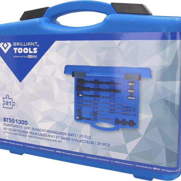 Brilliant Tools Injektorsitz und Schacht Reinigungs-Satz 21-teilig im Werkzeugkoffer